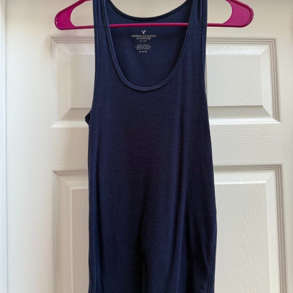 Women's American Eagle Basic Navy Tank Top Size Medium 95% Cotton/5% Spandex